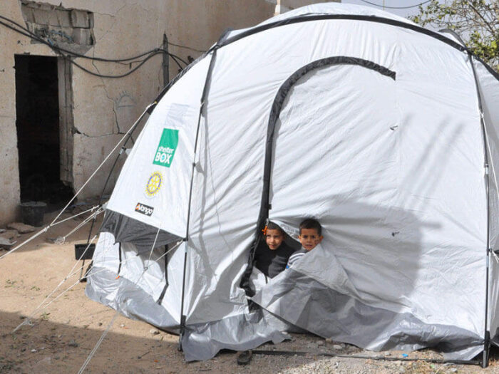 Children in a tent