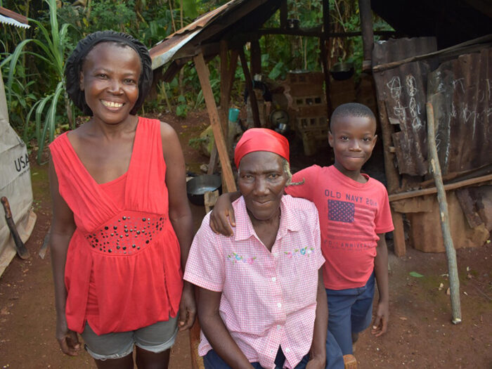 Two women and a little boy in Haiti