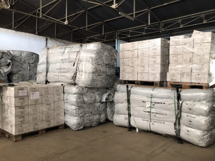 Aid items in a warehouse in Chad